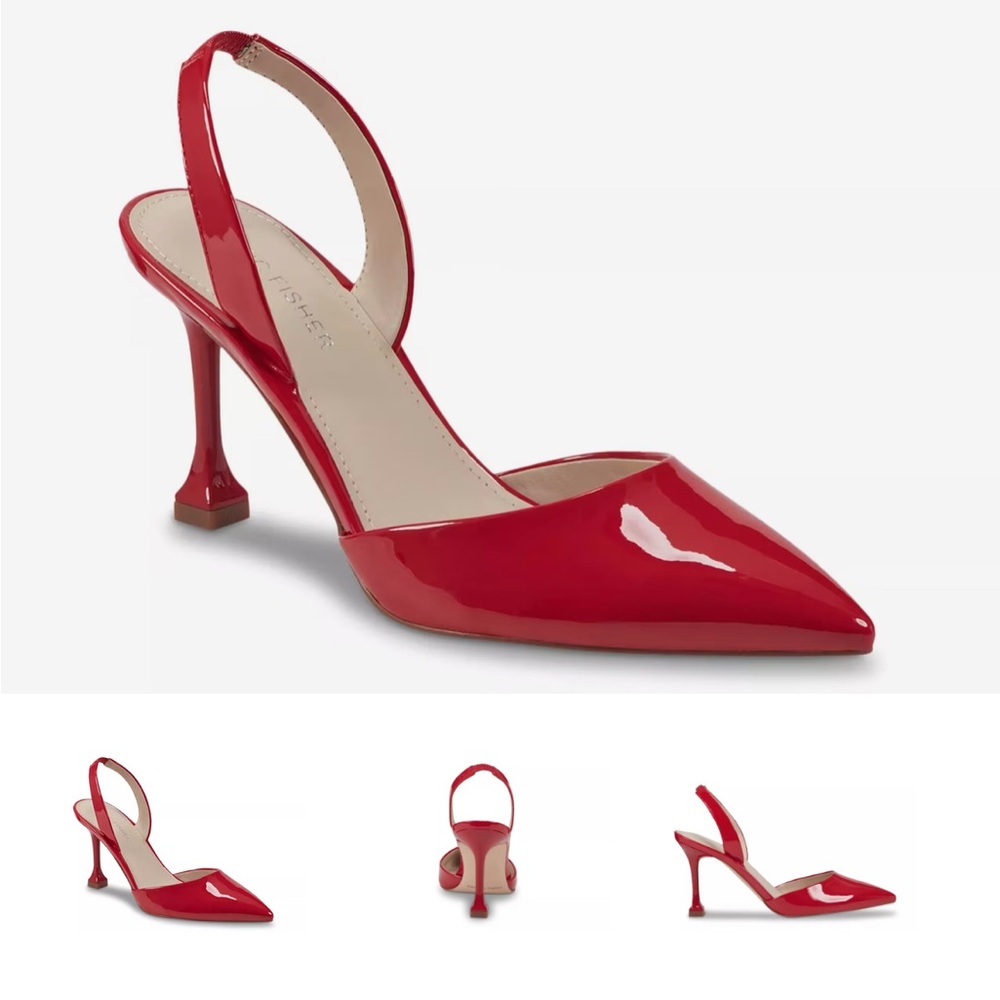 Marc Fisher Red Patent Slingback Heels